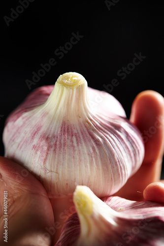 clean garlic in hand