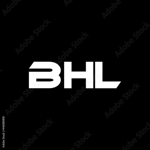 BHL letter logo design with black background in illustrator, vector logo modern alphabet font overlap style. calligraphy designs for logo, Poster, Invitation, etc.