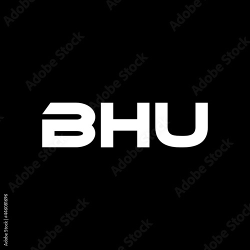 BHU letter logo design with black background in illustrator, vector logo modern alphabet font overlap style. calligraphy designs for logo, Poster, Invitation, etc.
