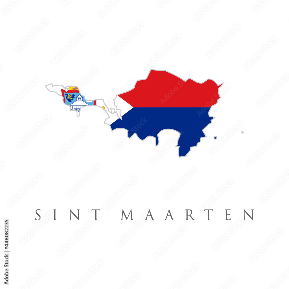 Obraz premium Sint Maarten flag map. The flag of the country in the form of borders. Stock vector illustration isolated on white background.