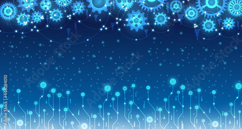 Technology line With cogwheel On a blue background, abstract style. EP.4