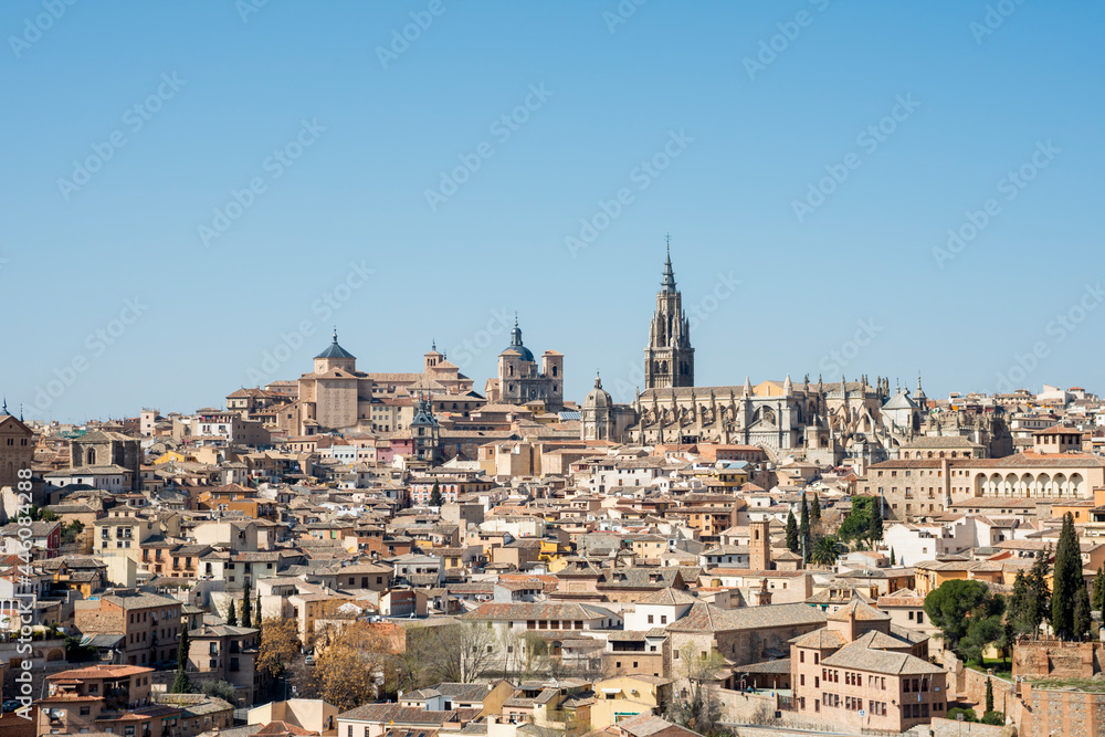 Panoramic view of the monumental city of Toledo in central Spain