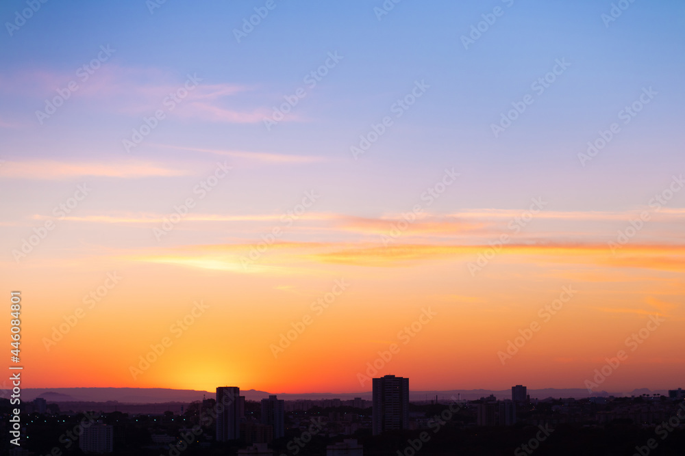 Sunset skyline building city in Brazil