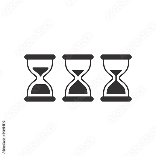 Hourglass simple black vector icon set. Sand clock glyph symbol set.
