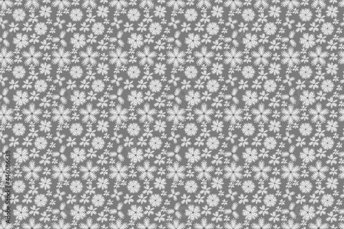 seamless pano raster pattern with white doodles flowers