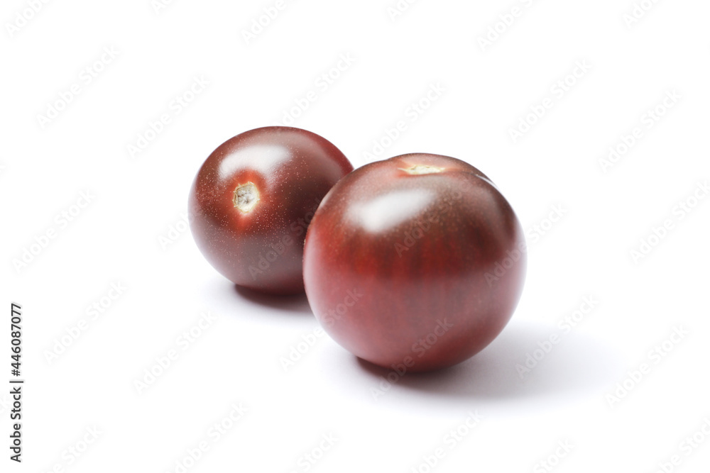 black cherry tomatoes isolated on white background black cherry tomatoes isolated on white background