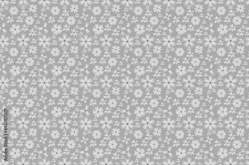 seamless pano raster pattern with white doodles flowers