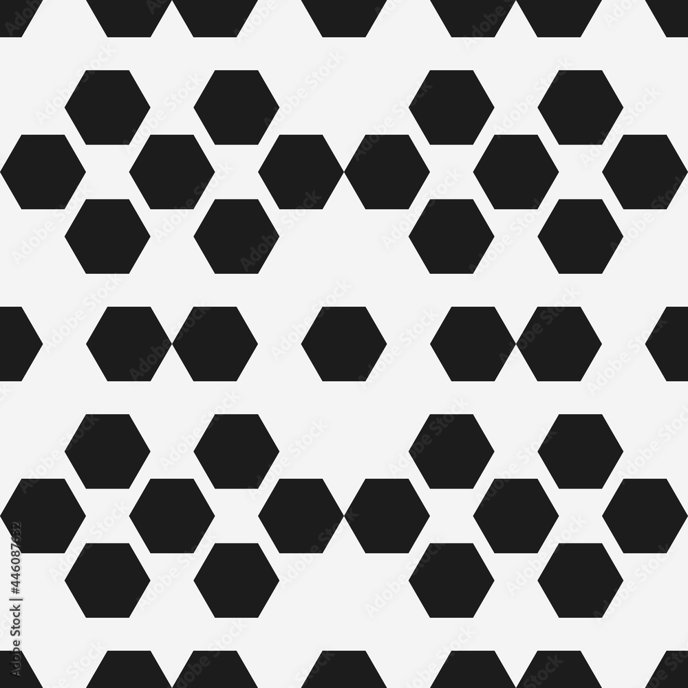 Black hexagons wallpaper. Seamless shapes pattern. Vector. Black hexagons wallpaper. Seamless shapes pattern. Vector.