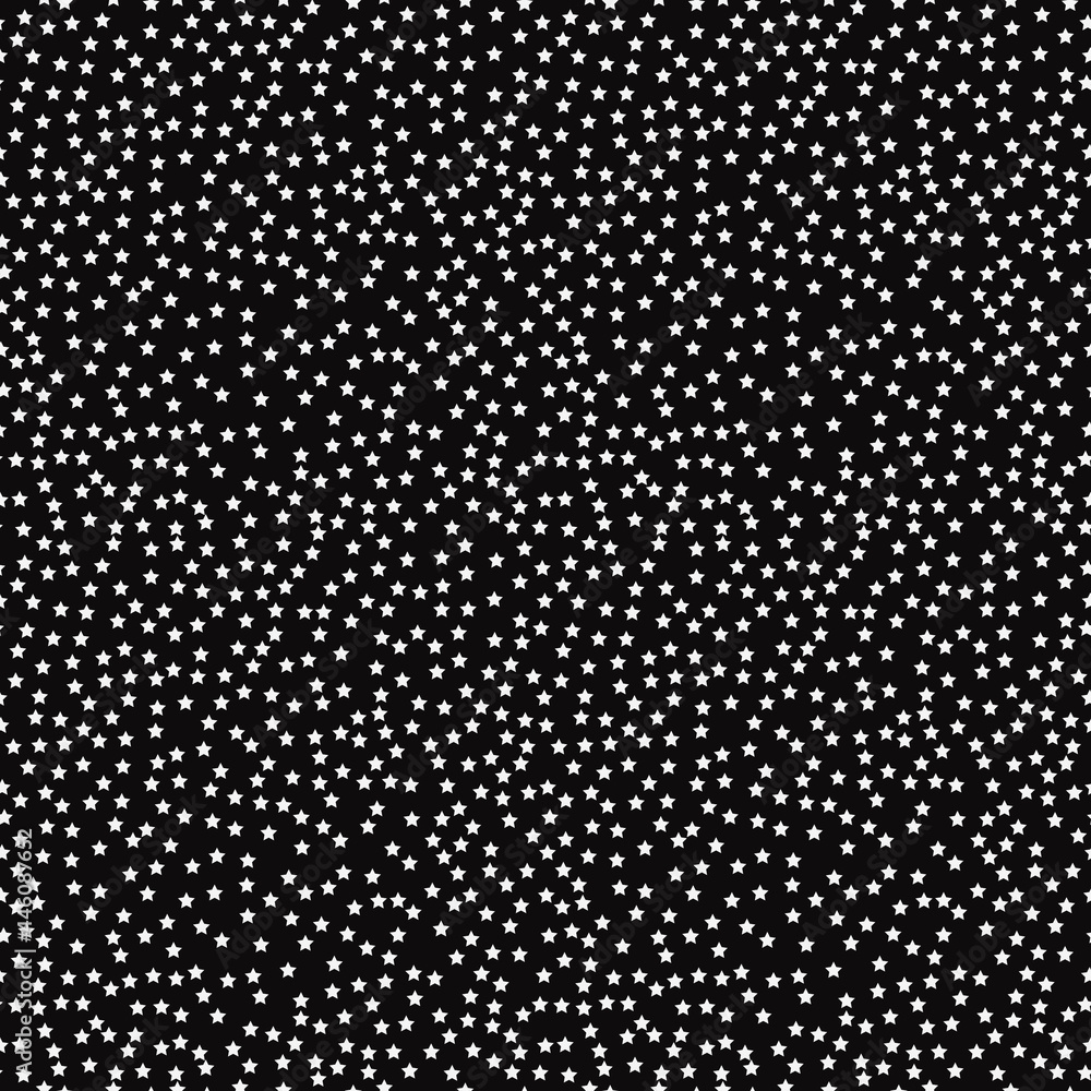 Micro stars pattern. Repeated and seamless white stars and black background. Vector. Micro stars pattern. Repeated and seamless white stars and black background. Vector.
