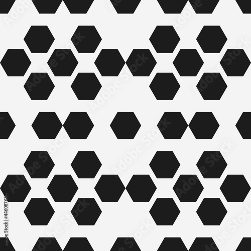 Black hexagons wallpaper. Seamless shapes pattern. Vector.