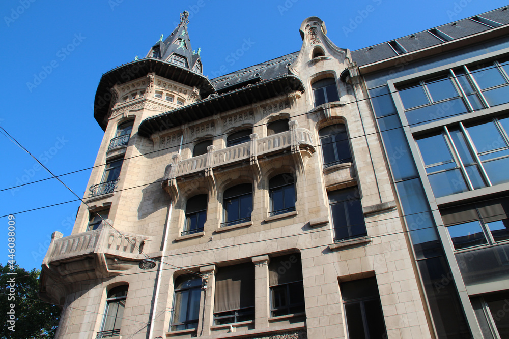 art nouveau building (former bank) in nancy in lorraine (france) 