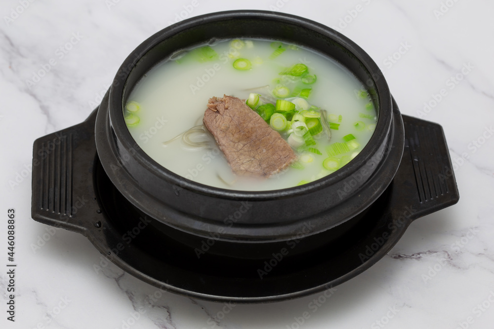 Korean food beef leg bone soup which is called Sullungtang Stock Photo