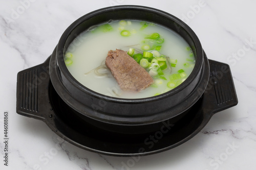 Korean food beef leg bone soup which is called Sullungtang photo