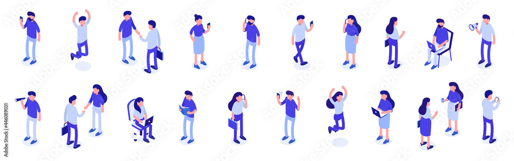 Isometric a large set of people. Male and female characters. Vector illustration.