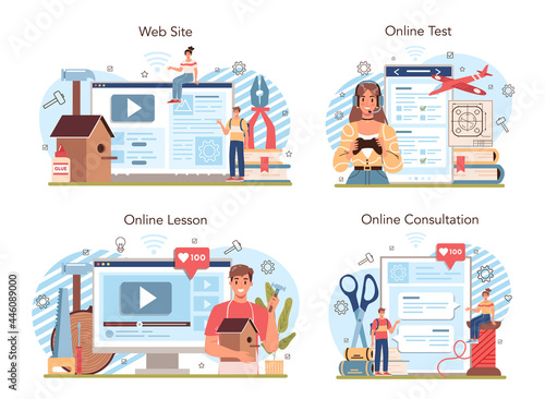 Crafting and modeling school course online service or platform set