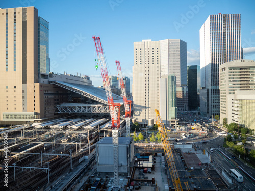 Photography skyscrapers in downtown city
