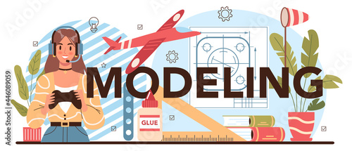 Modeling typographic header. Crafting school course, teacher learning