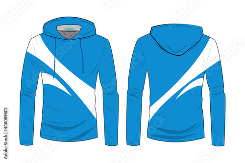 hood jacket coat template. sweatshirt casual clothes with cotton and  Long sleeve for sports walking.  Fashion technical sketch hoodie with Track front and back view.
