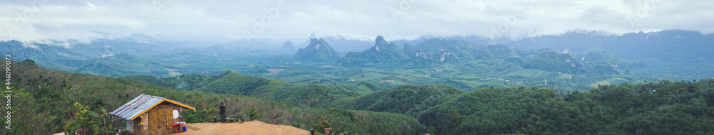 View point of Doi Tapang, Sawi District, Chumphon, Thailand. During the rainy season