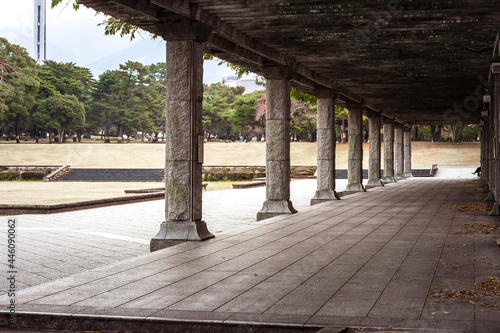 Granite arcade in the park of the Japanese city of Beppu photo