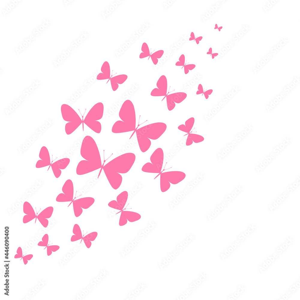 A flock of flying butterflies. Decoration for a postcard, packaging, website page. Vector illustration A flock of flying butterflies. Decoration for a postcard, packaging, website page. Vector illustration