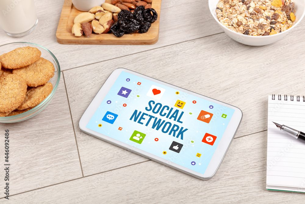 Healthy Tablet Pc compostion, social networking concept Healthy Tablet Pc compostion, social networking concept
