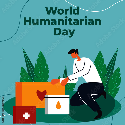 vector illustration of world humanitarian day, share, care, help each other for humanity