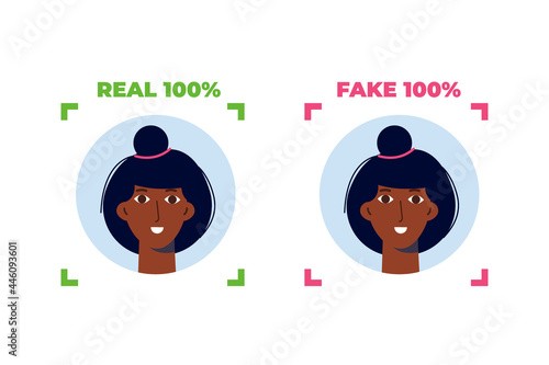 Deepfake, Deep face technology concept.  Vector illustration.