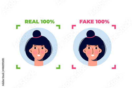 Deepfake, Deep face technology concept.  Vector illustration.