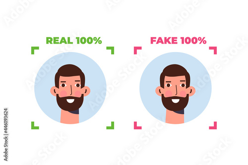 Deepfake, Deep face technology concept.  Vector illustration.