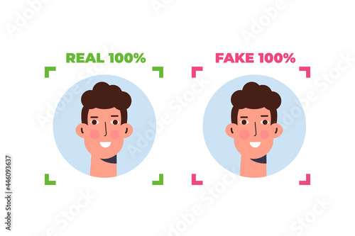 Deepfake, Deep face technology concept.  Vector illustration.