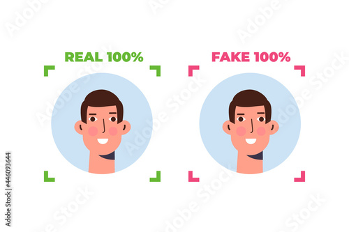 Deepfake, Deep face technology concept.  Vector illustration.