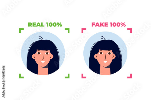 Deepfake, Deep face technology concept.  Vector illustration.