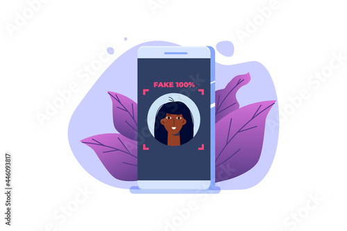 Deepfake, Deep face technology concept.  Vector illustration.