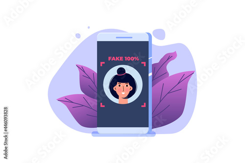 Deepfake, Deep face technology concept.  Vector illustration.