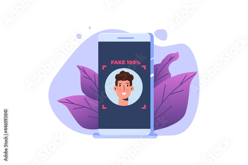 Deepfake, Deep face technology concept.  Vector illustration.