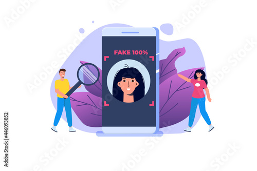 Deepfake, Deep face technology concept.  Vector illustration.