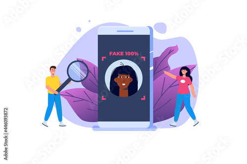 Deepfake, Deep face technology concept.  Vector illustration.