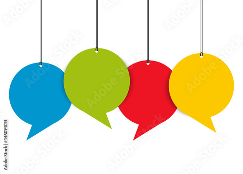 hang tags colored speech bubbles