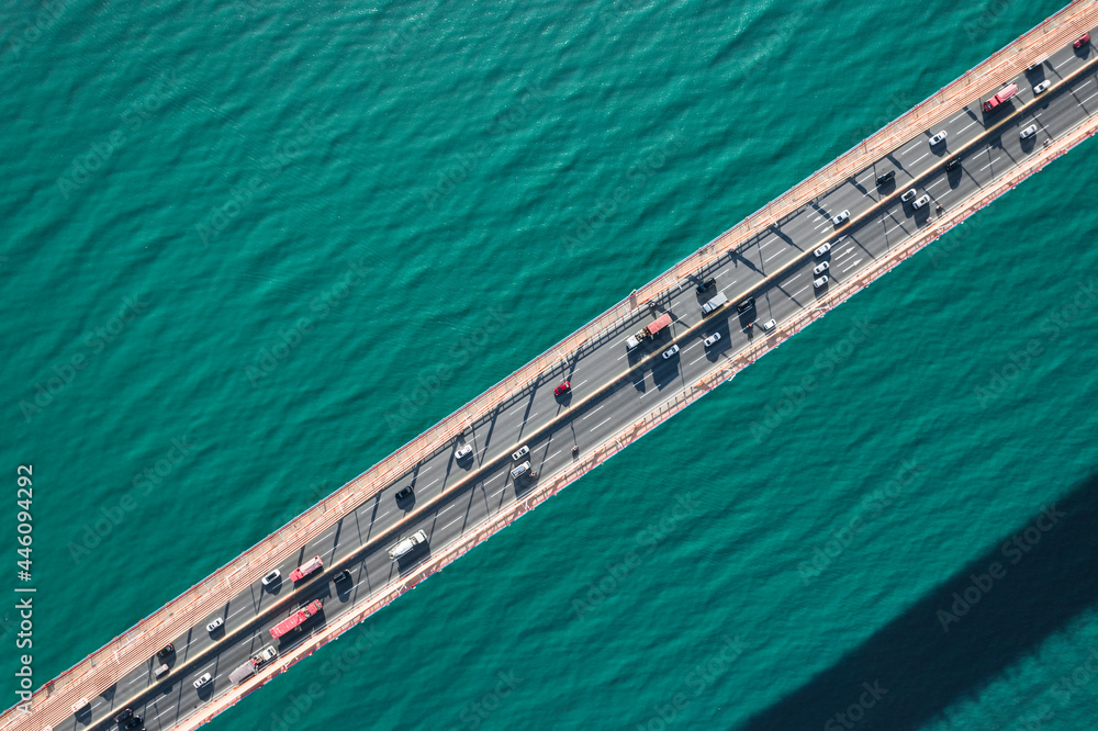 Drone looking down aerial bridge picture Drone looking down aerial bridge picture