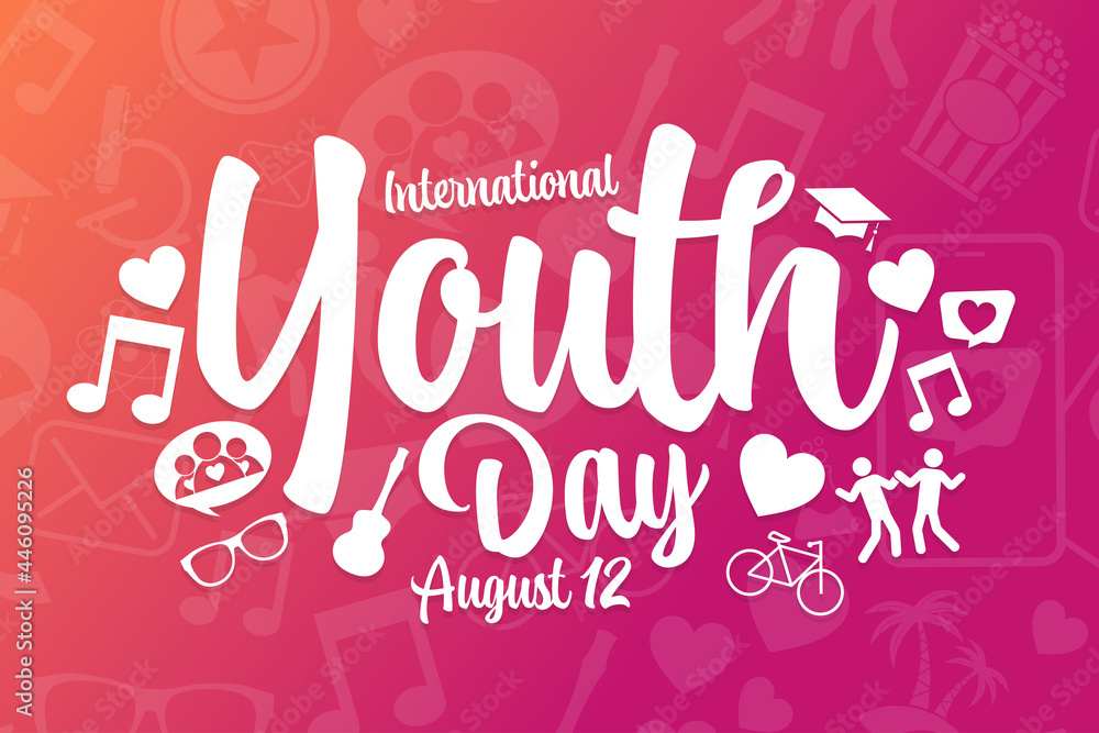 International Youth Day. August 12. Holiday concept. Template for