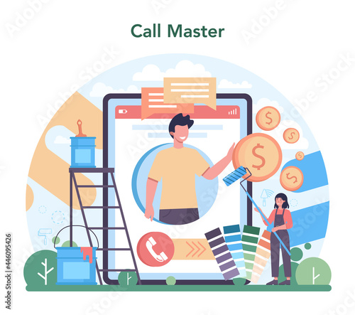Home master online service or platform. Repairman applying