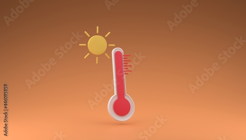 Minimal thermometer with high temperature 3D render illustration