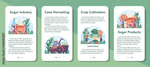 Sugar production industry mobile application banner set. Saccharose