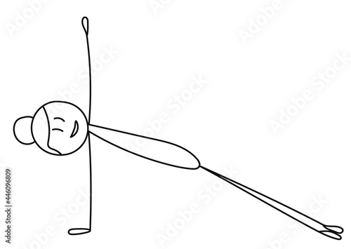 stick figure girl doing exercises, sport, isolated