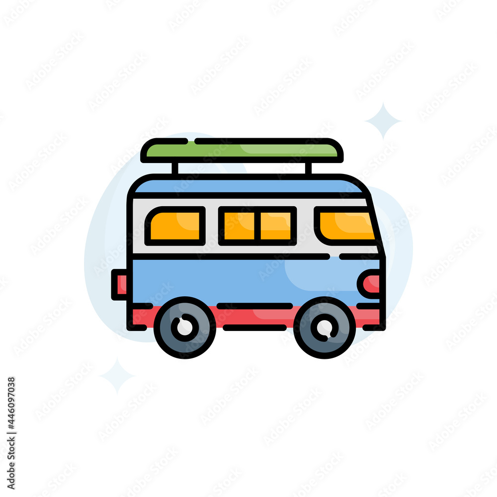 carvan vector outline filled icon style illustration. EPS 10 file