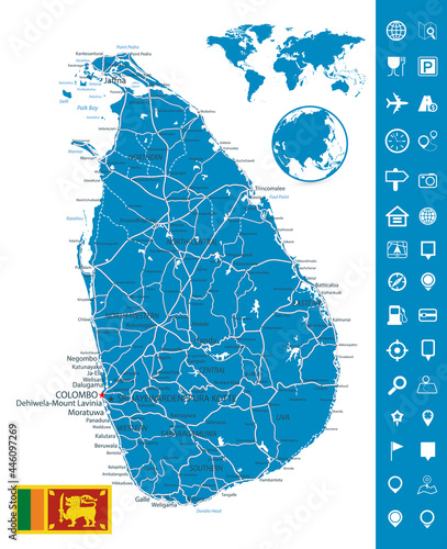 Sri Lanka Detailed Map and Map Navigation Set