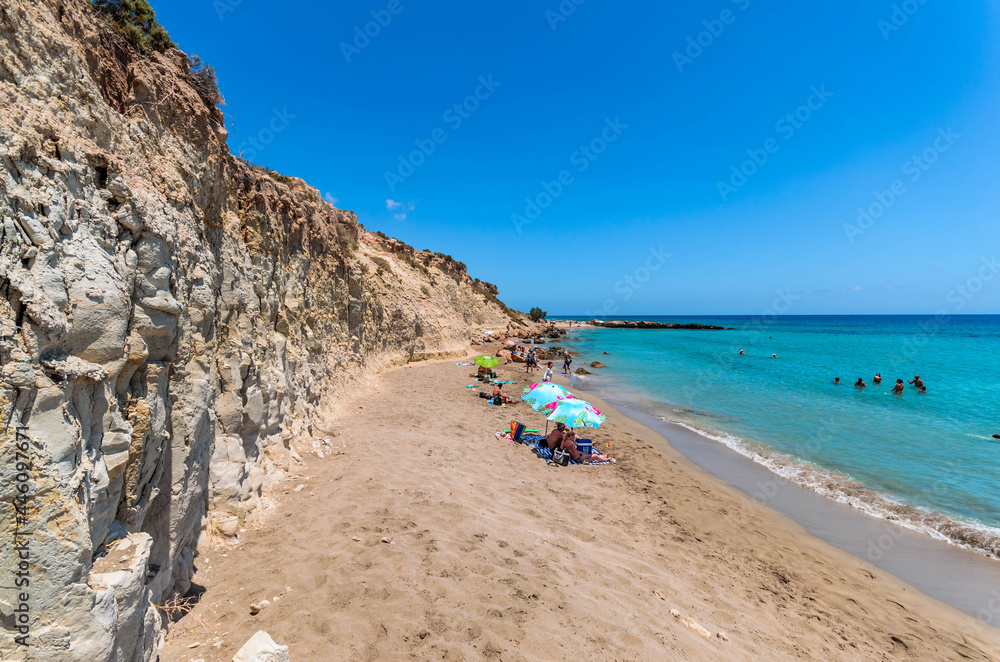 Xerokampos, Argilos, the wonderful cretan beach with clear and turquoise waters and the white clay which makes the beach natural spa. Xerokampos, Argilos, the wonderful cretan beach with clear and turquoise waters and the white clay which makes the beach natural spa.