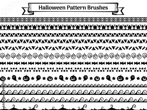 ハロウィンのトライバルのライン素材_イラスト_パターンブラシ