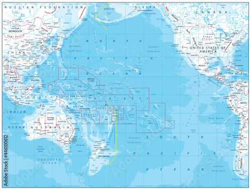 Pacific Ocean Map White Color
